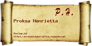 Proksa Henrietta névjegykártya